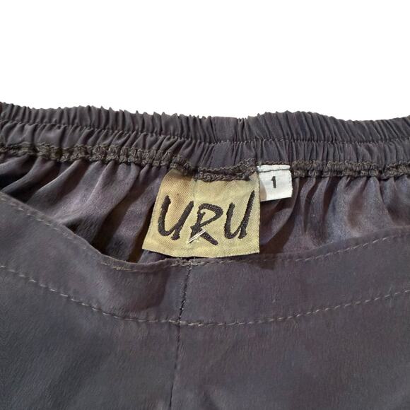 NEW URU Boutique Silk Pencil Pants Satin Hand Dyed Blue Gray USA Size 1 (Small) - Picture 2 of 10